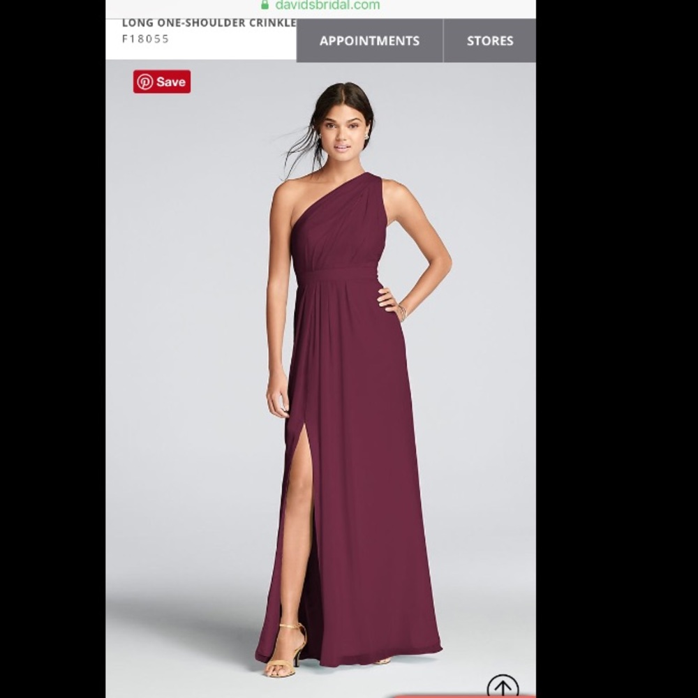 David’s bridal long chiffon one shoulder dress